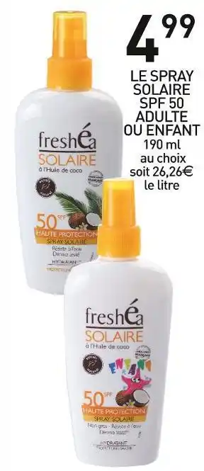 Stokomani Freshéa le spray solaire spf 50 adulte ou enfant offre