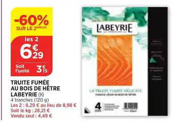 Bi1 Truite Fumée Au Bois De Hêtre Labeyrie offre