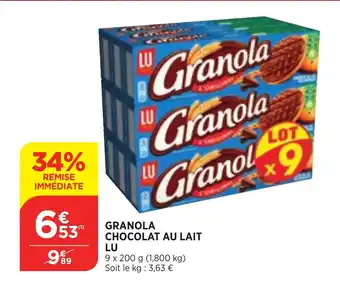 Bi1 Granola Chocolat Au Lait Lu offre