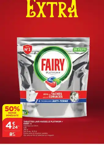 Bi1 Tablettes Lave-Vaisselle Platinium Fairy offre