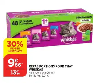 Bi1 Repas Portions Pour Chat Whiskas offre