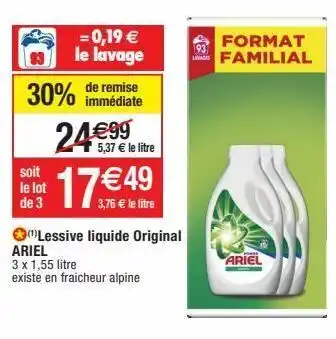 Migros Lessive liquide ariel offre