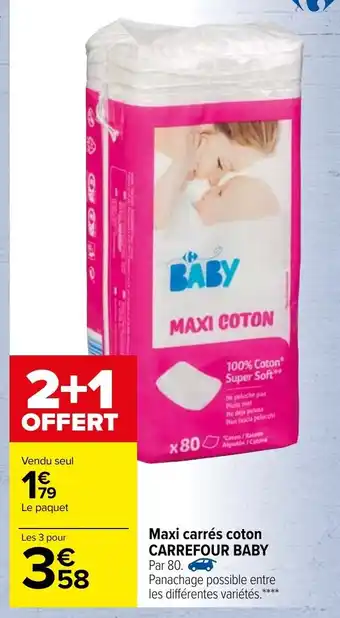 Carrefour Maxi carrés coton Carrefour Baby offre