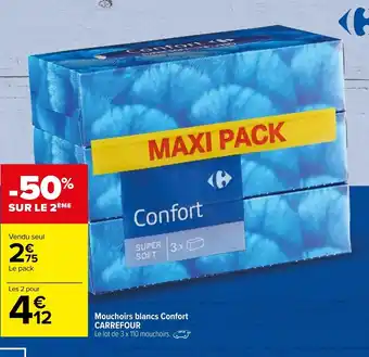 Carrefour Mouchoirs blancs Confort Carrefour offre