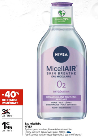 Carrefour Market Nivea eau micellaire offre