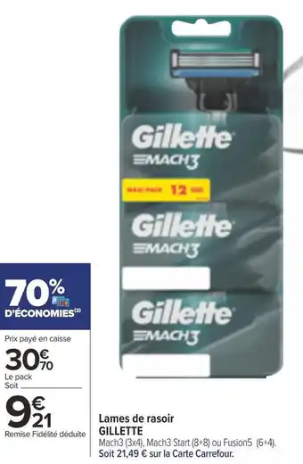 Carrefour Market Gillette lames de rasoir offre