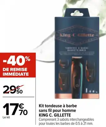 Carrefour Market King c. gillette kit tondeuse à barbe sans fil pour homme offre