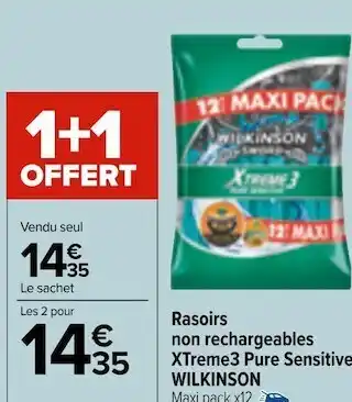Carrefour Market Wilkinson rasoirs non rechargeables xtreme3 pure sensitive offre