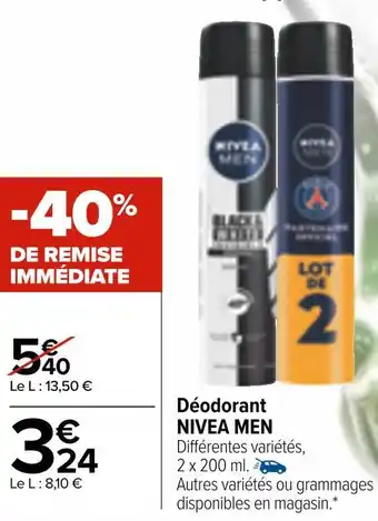 Carrefour Market Nivea for men déodorant offre