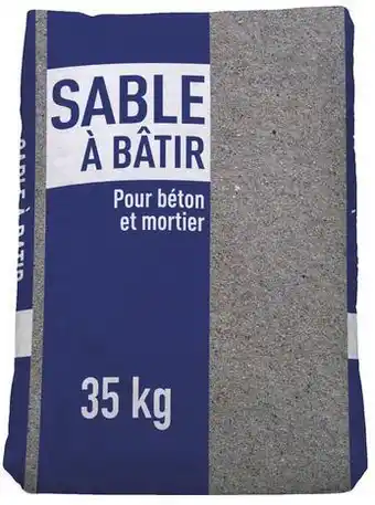 Brico Dépôt Sable à bâtir pour les travaux de maçonnerie granulo. 0/4 mm en sac de 35 kg offre