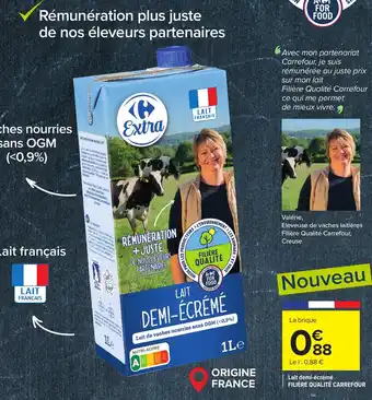 Carrefour Lait demi-écrémé Filière Qualité Carrefour offre