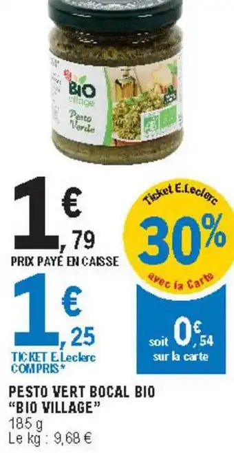 E.Leclerc Pesto Vert Bocal Bio offre