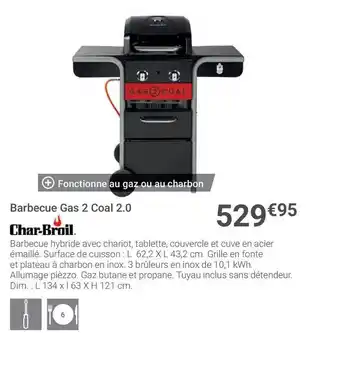 Gamm vert Barbecue Gas 2 Coal 2.0 Char-broil offre