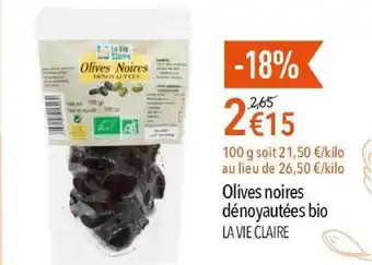 La Vie Claire Olives Noires Dénoyautées Bio offre