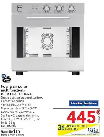 METRO Four à Air Pulsé Multifonctions Metro Professional offre