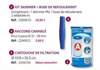 Kit Skimmer + Buse De Refoulement, Raccord Cannelé, Cartouche De Filtration
