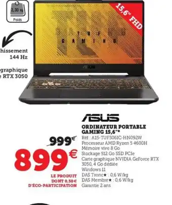 Hyper U Asus Ordinateur Portable Gaming 15,6 offre