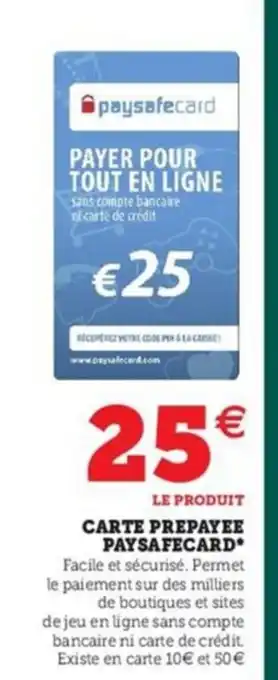 Hyper U Carte Prepayee Paysafecard offre