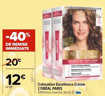 Carrefour Market L’oréal coloration excellence crème offre