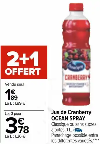 Carrefour Market Ocean spray jus de cranberry offre