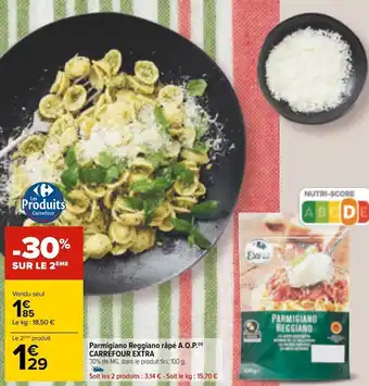 Carrefour Carrefour extra parmigiano reggiano râpé a.o.p. offre