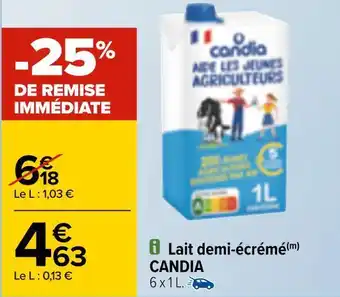 Carrefour Candia lait demi-écrémé offre