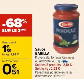 Carrefour Barilla sauce offre