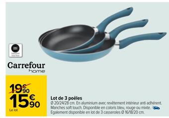 Carrefour Carrefour lot de 3 poêles offre