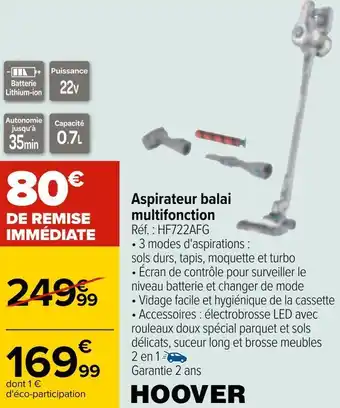 Carrefour Hoover aspirateur balai offre