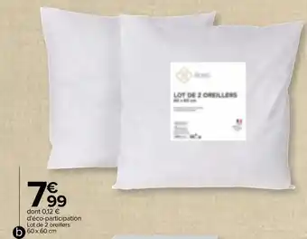 Carrefour Tex home lot de 2 oreillers "basic" offre