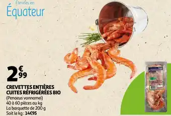 Auchan Crevettes entières cuites réfrigérées bio offre