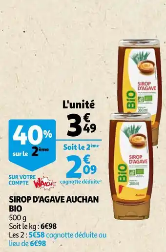 Auchan Auchan bio sirop d'agave offre