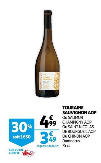 Auchan Touraine sauvignon aop offre