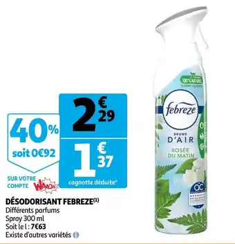 Auchan Febreze désodorisant offre