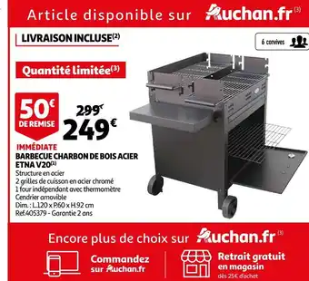 Auchan Etna barbecue charbon de bois acier v20 offre