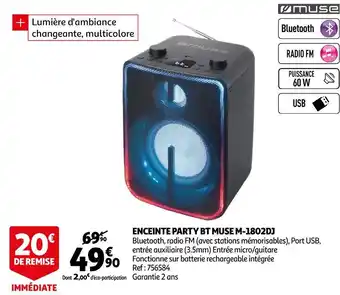 Auchan Muse enceinte party bt muse m-1802dj offre