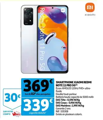 Auchan Xiaomi smartphone redmi note 11 pro 5g offre