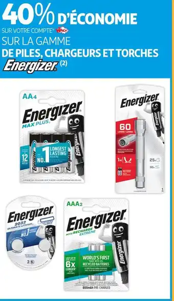 Auchan Energizer bon plan sur la gamme de piles, chargeurs et torches energizer offre