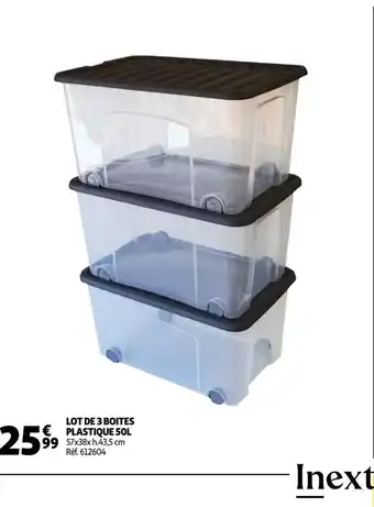 Auchan Lot de 3 boites plastique 50l offre
