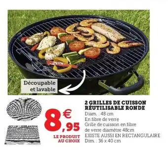 Hyper U 2 Grilles de cuisson réutilisable ronde offre