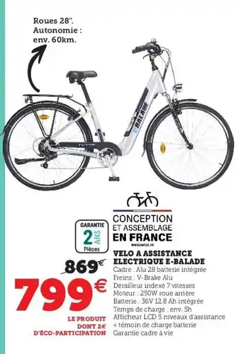 Hyper U Velo a assitance electrique e-balade offre