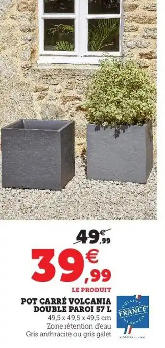 Hyper U Pot carré volcania double paroi 57 L offre