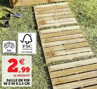 Hyper U Dalle en pin 50 x 50 x 2,4 cm offre