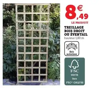 Hyper U Treillage bois droit ou éventail offre