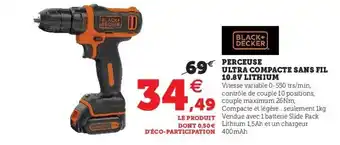 Hyper U Perceuse ultra compacte sans fil 10,8V lithium offre
