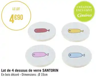 Géant Casino Santorin lot de 4 dessous de verre offre