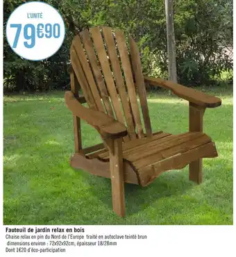 Géant Casino Fauteuil de jardin relax en bois offre