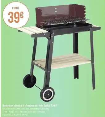 Géant Casino Barbecue chariot à charbon de bois grill chef offre