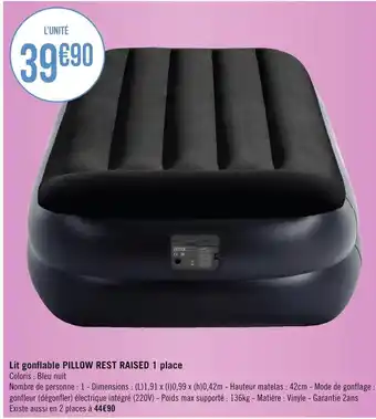 Géant Casino Lit gonflable pillow rest raised 1 place offre
