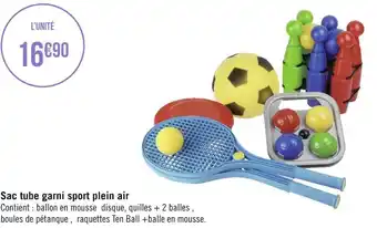 Géant Casino Sac tube garni sport plein air offre